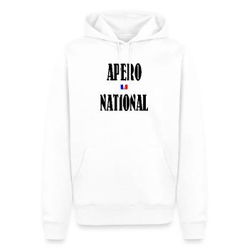 Apéro National Nationalité Française - Sweat à capuche Premium bio Homme - blanc - Devant - Nico (187cm)
