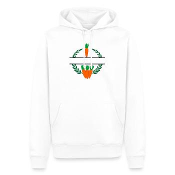 Wurzeln im Lorbeerkranz mit orangefarbenen Karotten - Männer Premium Bio Hoodie - Weiß - Vorne - Nico (187cm)