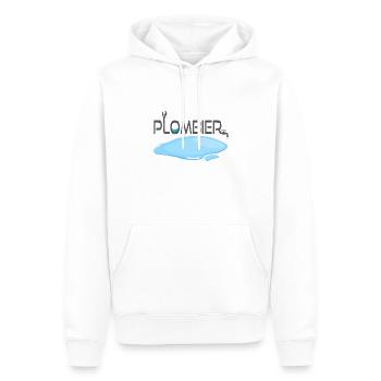 Plombier - Sweat à capuche Premium bio Homme - blanc - Devant - Nico (187cm)