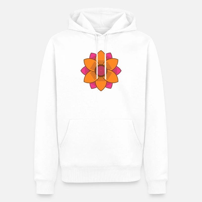 Style rétro du milieu du siècle Rose et Orange Fleur - Sweat à capuche Premium bio Homme - blanc