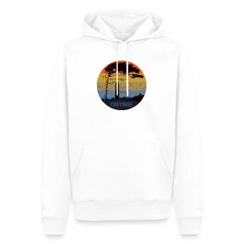 Typisch Ostsee - Leuchtturm und Windflüchter - Männer Premium Bio Hoodie - Weiß - Vorne - Nico (187cm)