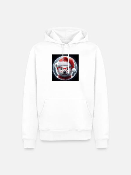 Eisbär Baby als Weihnachtsmann - Männer Premium Bio Hoodie - Weiß