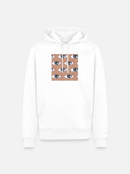 Les yeux alignés - Sweat à capuche Premium bio Homme - blanc