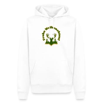 Frohe Weihnachten Silhouette Hirsch Wald grün gold - Männer Premium Bio Hoodie - Weiß - Vorne - Nico (187cm)