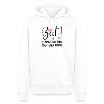 ZEIT NEHMEN - PRIORITÄTEN SETZEN SPRÜCHE - Männer Premium Bio Hoodie - Weiß - Vorne - Nico (187cm)