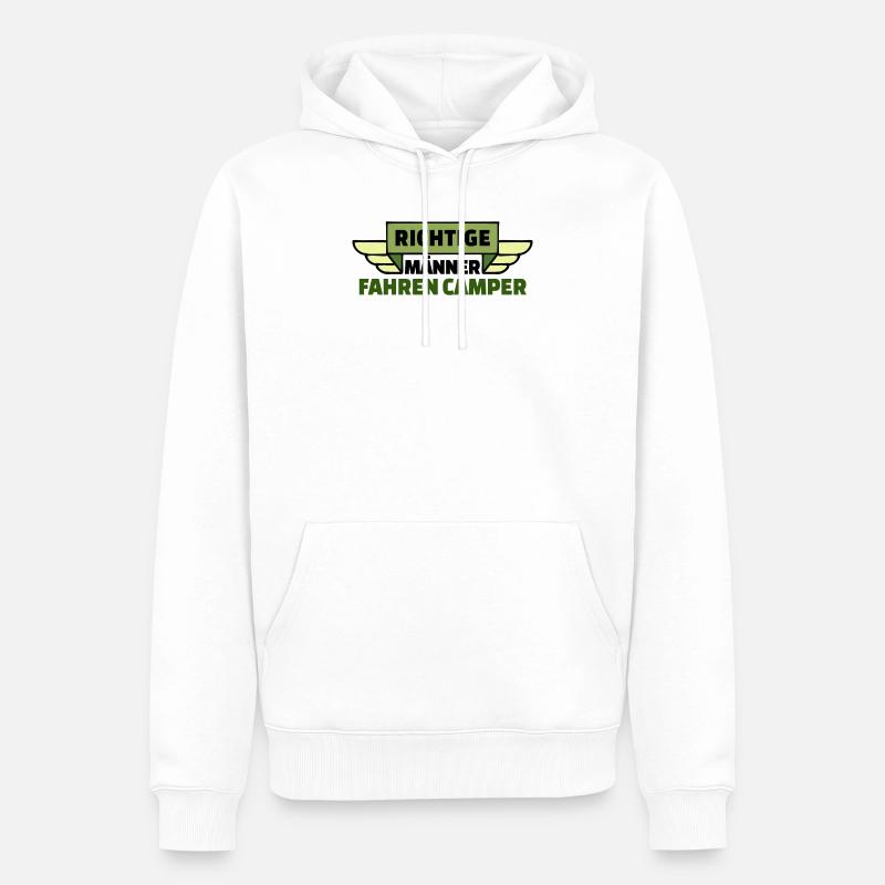 Wanderer Camping Camper Wohnwagen Statement - Männer Premium Bio Hoodie - Weiß
