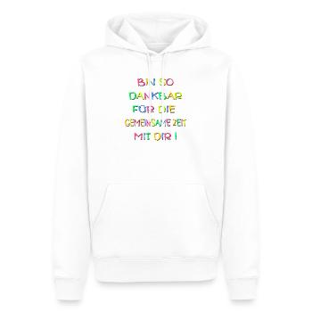 DANKBARKEIT SPRÜCHE - BEZIEHUNG ZEIT - Männer Premium Bio Hoodie - Weiß - Vorne - Nico (187cm)