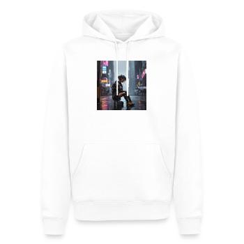 Cyberpunk Regenkämpferin - Männer Premium Bio Hoodie - Weiß - Vorne - Nico (187cm)