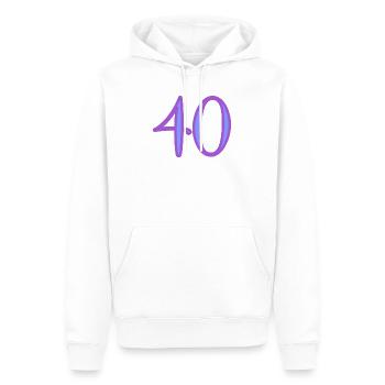 40. 40 YEARS. 40th ANNIVERSARY. 40TH ANNIVERSARY. - Men’s Premium Organic Hoodie - white - Front - Nico (187cm)