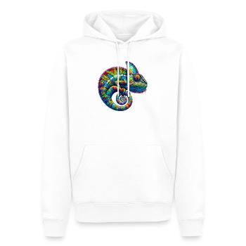 Chameleon - Men’s Premium Organic Hoodie - white - Front - Nico (187cm)