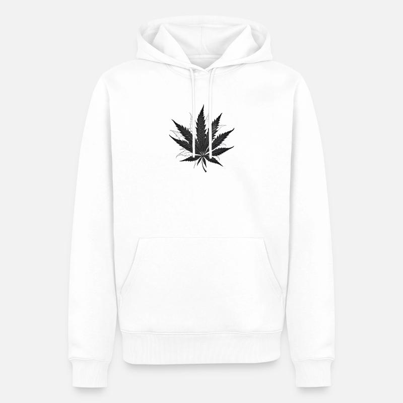 Feuille de cannabis 1 - Sweat à capuche Premium bio Homme - blanc