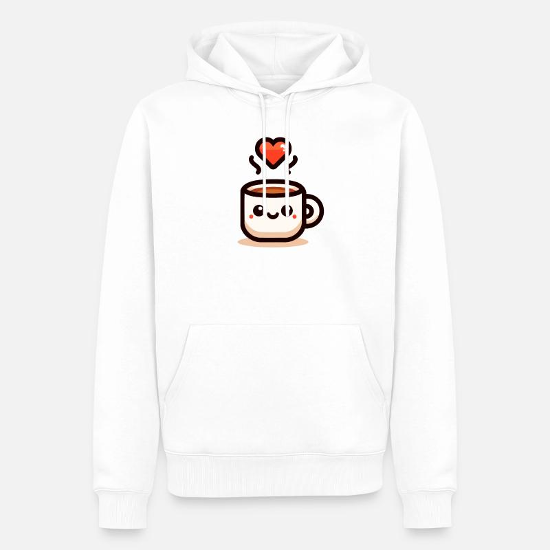 Cheery Cuppa : une gorgée d’amour - Sweat à capuche Premium bio Homme - blanc