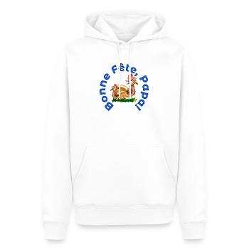 BONNE Fête des Pères PAPA POULETS - Sweat à capuche Premium bio Homme - blanc - Devant - Nico (187cm)