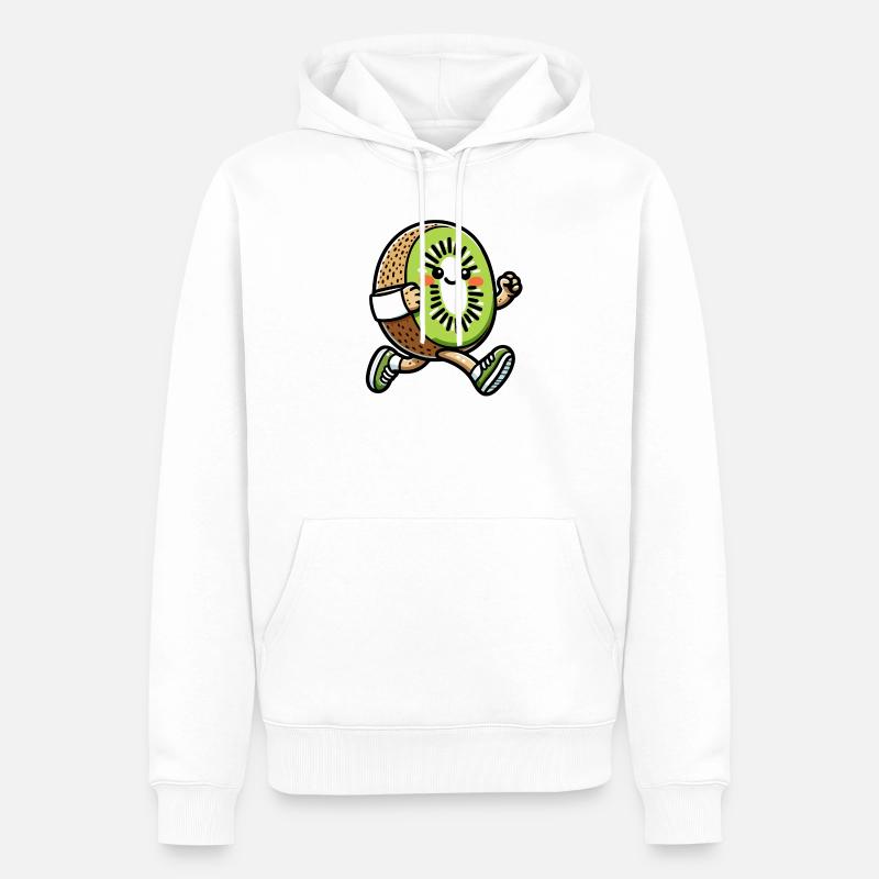 Kiwi Kicker: Der Swift Slice - Männer Premium Bio Hoodie - Weiß
