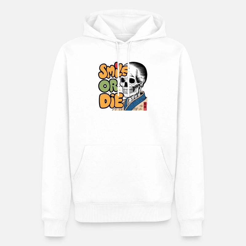 Skeletor avec un message optimiste - Sweat à capuche Premium bio Homme - blanc