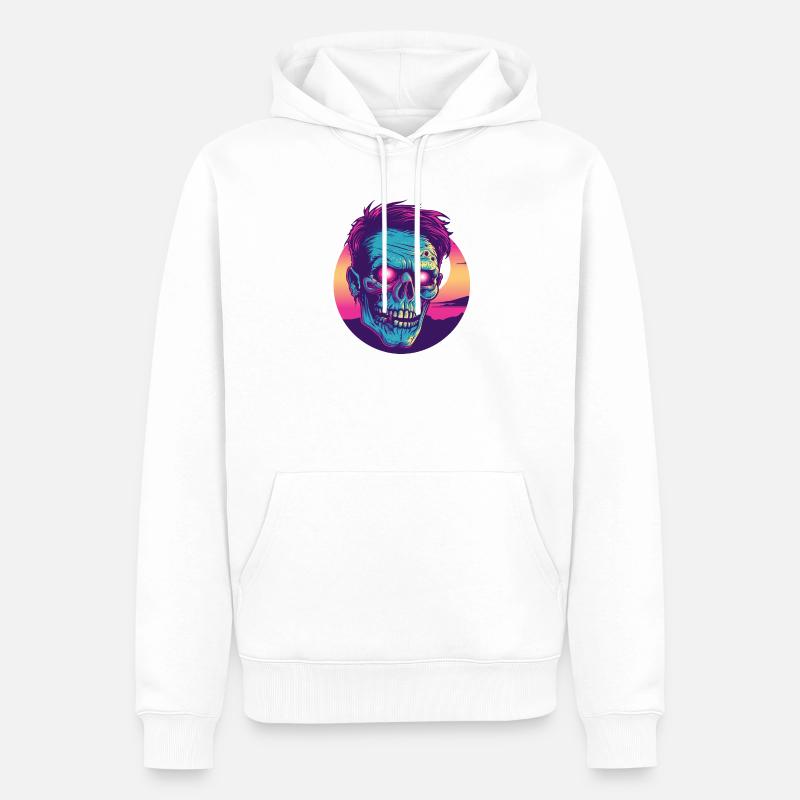 Zombie-Synthwave 2 - Männer Premium Bio Hoodie - Weiß