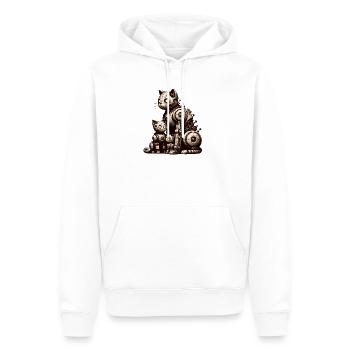 Charmante illustration vintage d’une famille de chats - Sweat à capuche Premium bio Homme - blanc - Devant - Nico (187cm)