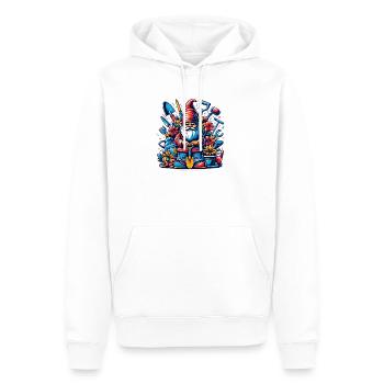 Nain de jardin coloré et sinistre avec des fleurs et des outils - Sweat à capuche Premium bio Homme - blanc - Devant - Nico (187cm)