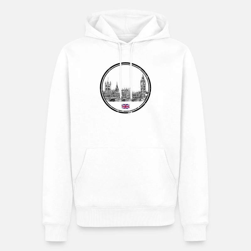 Minuscule Union Jack Accent sur Noir - Sweat à capuche Premium bio Homme - blanc