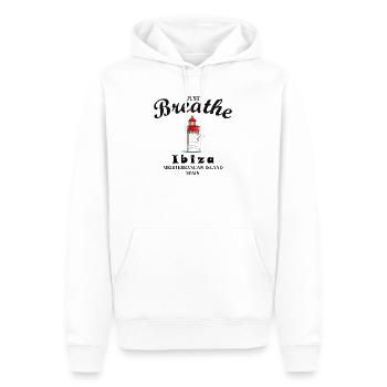 Phare d’Ibiza au port, respirez profondément, Espagne - Sweat à capuche Premium bio Homme - blanc - Devant - Nico (187cm)