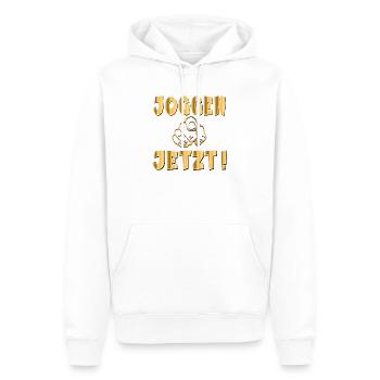 MOTIVATION LAUFEN - JOGGEN SPORT - Männer Premium Bio Hoodie - Weiß - Vorne - Nico (187cm)