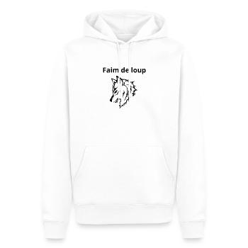 T-shirt loup humour - Sweat à capuche Premium bio Homme - blanc - Devant - Nico (187cm)