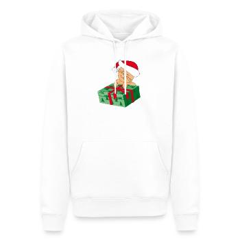 Happy Cat Katze with a Gift - Männer Premium Bio Hoodie - Weiß - Vorne - Nico (187cm)