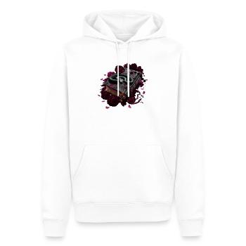 Bücher Design, Schlangen, Rosenblüten - Männer Premium Bio Hoodie - Weiß - Vorne - Nico (187cm)