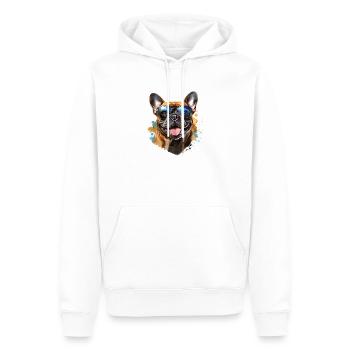 Frenchie avec lunettes de soleil - Sweat à capuche Premium bio Homme - blanc - Devant - Nico (187cm)