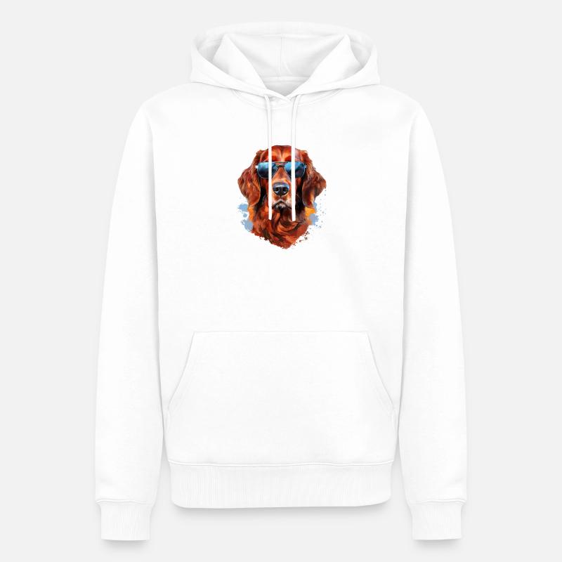 Irish Setter mit Sonnebrille - Männer Premium Bio Hoodie - Weiß