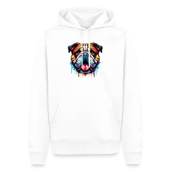 Englische Bulldogge Hund - Männer Premium Bio Hoodie - Weiß - Vorne - Nico (187cm)