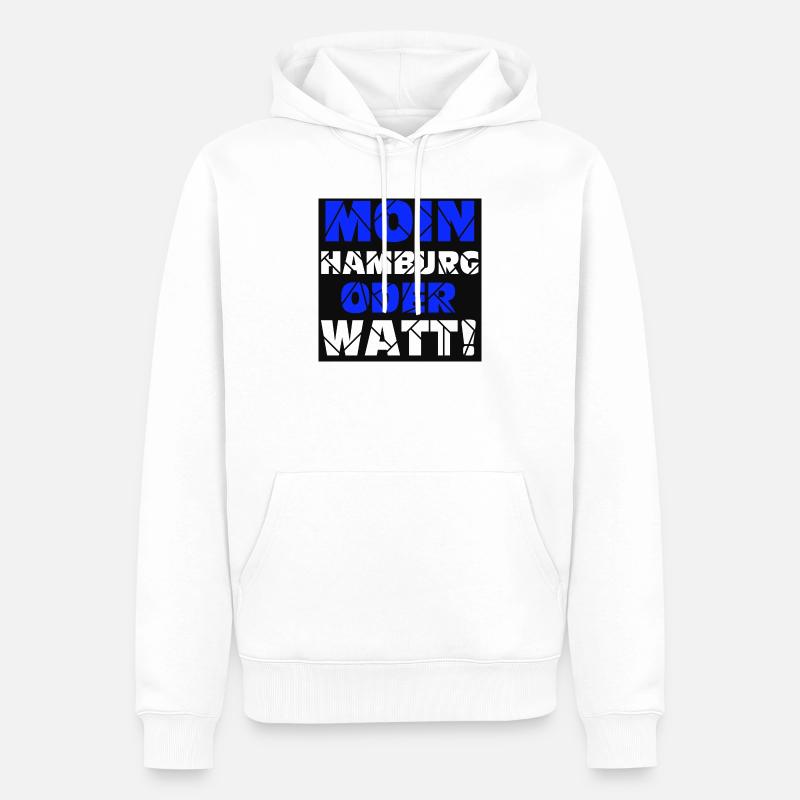 Hamburg , Moin oder watt (25) - Männer Premium Bio Hoodie - Weiß