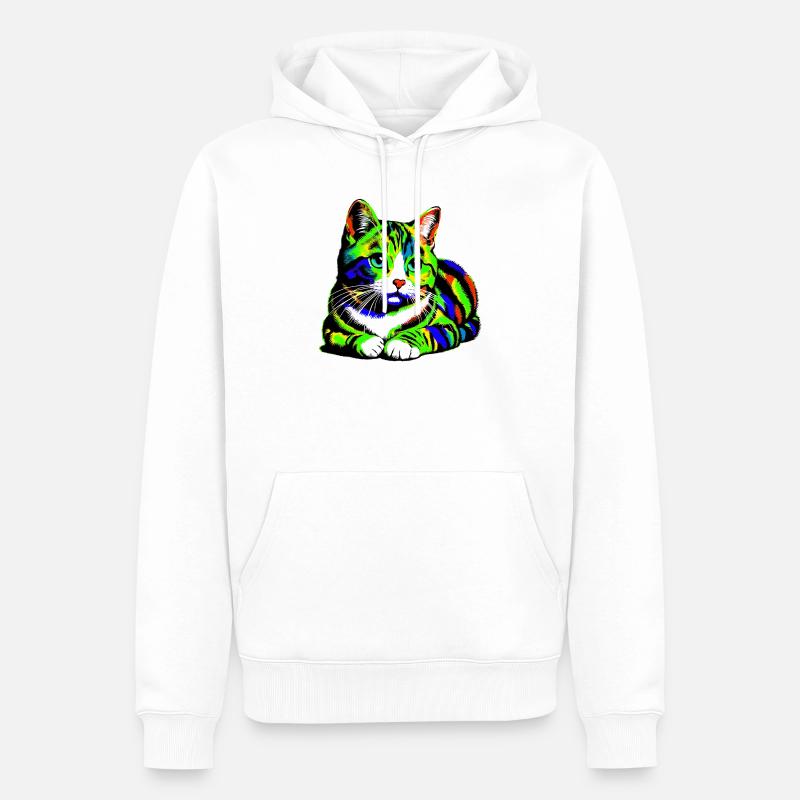 Chat - Sweat à capuche Premium bio Homme - blanc