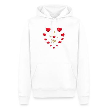 Design élégant en forme de cœur et de flèche pour les couples - Sweat à capuche Premium bio Homme - blanc - Devant - Nico (187cm)