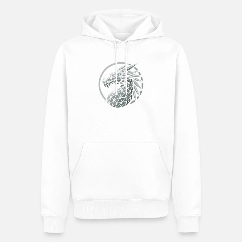 Blaue Polygone Drachenkopf - Männer Premium Bio Hoodie - Weiß