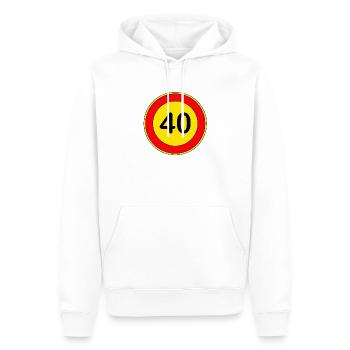40e anniversaire, 40 ans, panneau de signalisation jaune - Sweat à capuche Premium bio Homme - blanc - Devant - Nico (187cm)