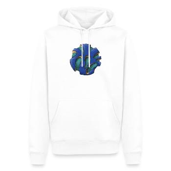 Motif abstrait de la feuille d’orbe bleue - Sweat à capuche Premium bio Homme - blanc - Devant - Nico (187cm)