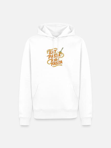 Eat Pasta Ride Fasta – Lustiges Fahrrad-Zitat - Männer Premium Bio Hoodie - Weiß
