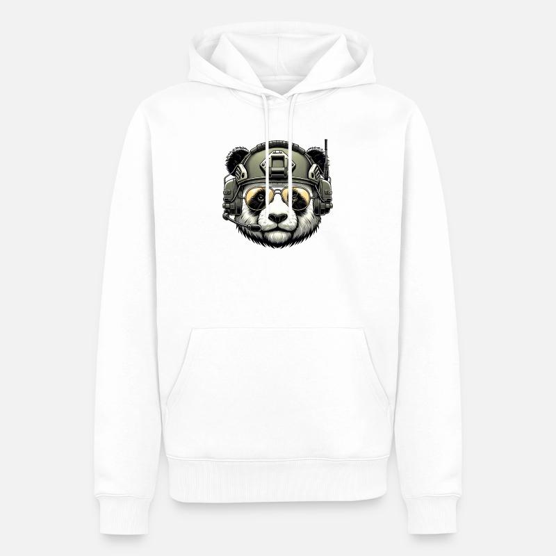 Panda Military Army Design - Sweat à capuche Premium bio Homme - blanc