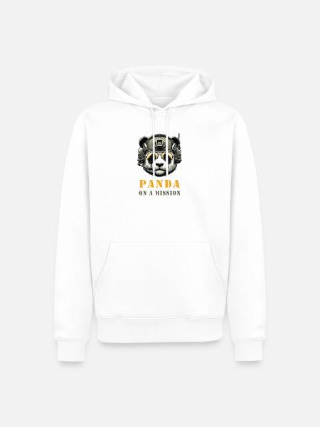 Panda in Mission / Military - Men’s Premium Organic Hoodie - white