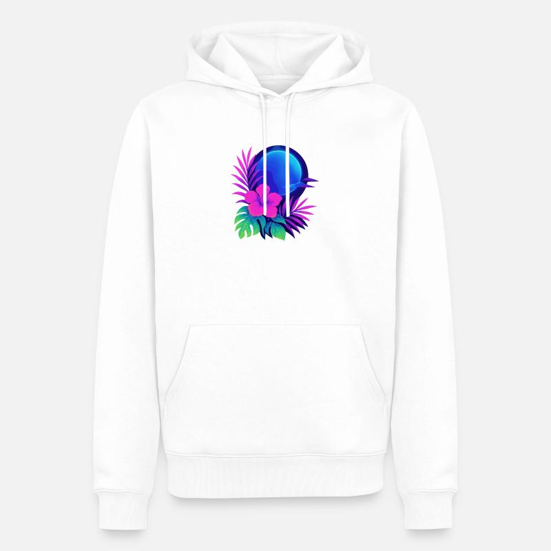 Néon Tropic Lune - Sweat à capuche Premium bio Homme - blanc