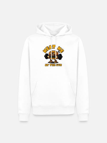 Meat Me At The Gym Hamburger - Männer Premium Bio Hoodie - Weiß