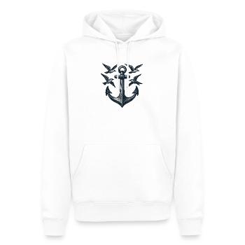 Ancre Seagull - Sweat à capuche Premium bio Homme - blanc - Devant - Nico (187cm)