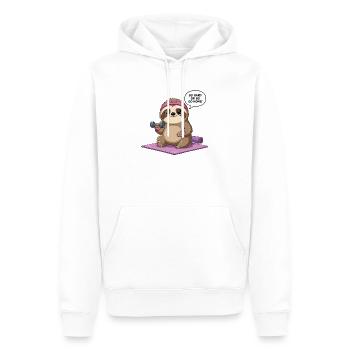 Entzückendes Workout-Faultier-Design - Männer Premium Bio Hoodie - Weiß - Vorne - Nico (187cm)