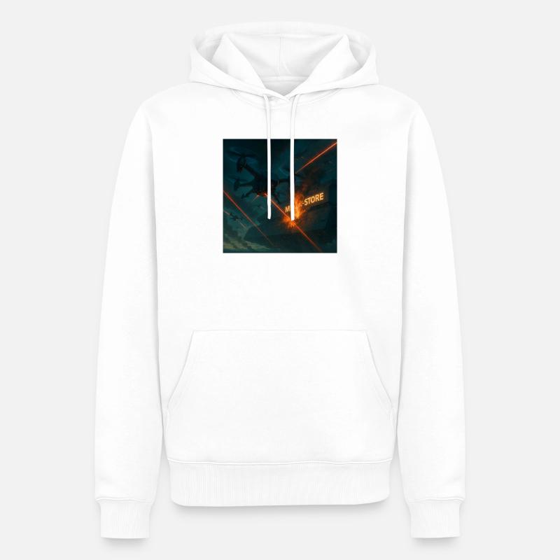 Futuristisches Angriffsbild eines Luftwaffenstützpunkts - Männer Premium Bio Hoodie - Weiß