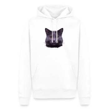 grauer Katzenkopf  - Männer Premium Bio Hoodie - Weiß - Vorne - Nico (187cm)