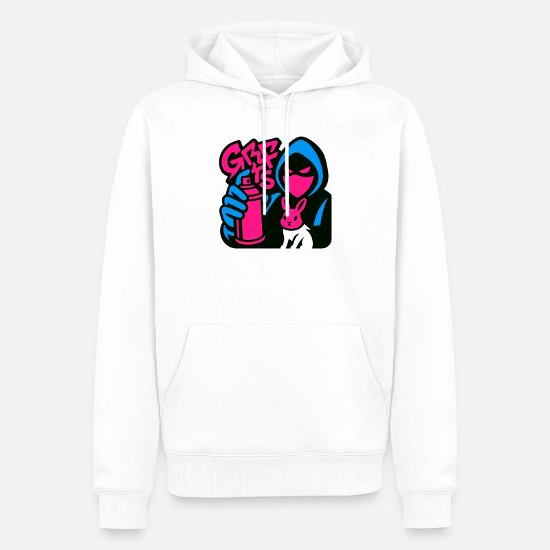 Graffiti Rabbit blue/pink - Männer Premium Bio Hoodie - Weiß