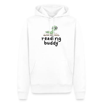Ami de lecture Mignon rat de bibliothèque avec un livre - Sweat à capuche Premium bio Homme - blanc - Devant - Nico (187cm)