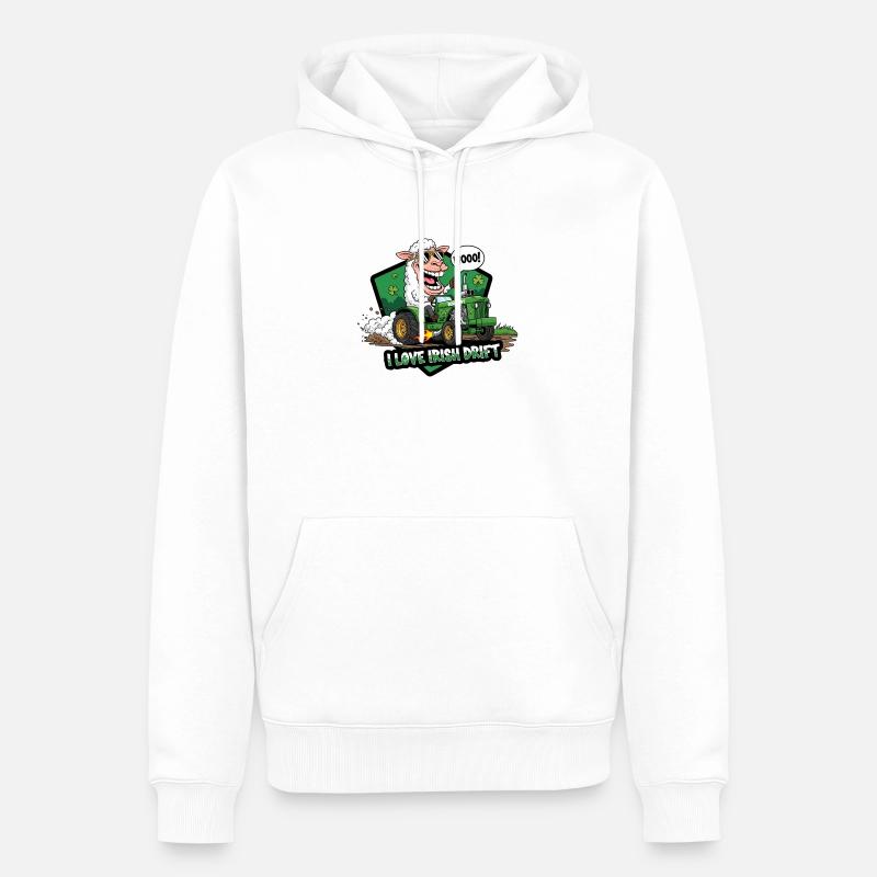 Irisches Drift Schaf Auto Design - Männer Premium Bio Hoodie - Weiß