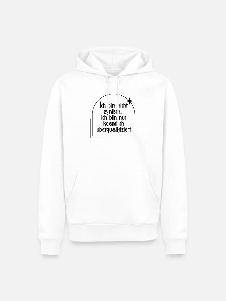 Kosmisch Überqualifiziert – Zynischer Humor - Männer Premium Bio Hoodie - Weiß
